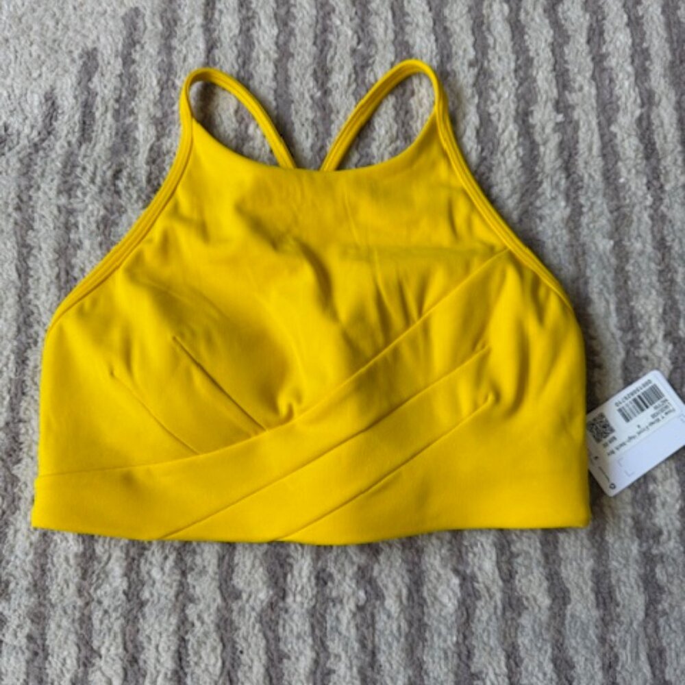 LULULEMON *NWT* Flow Y Wrap-Front High-Neck Bra 4 Maize Yellow